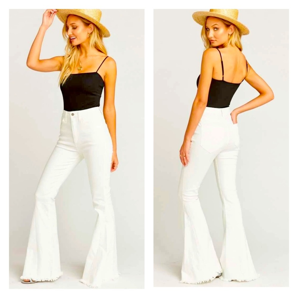 Super Flare White Fringe Jeans